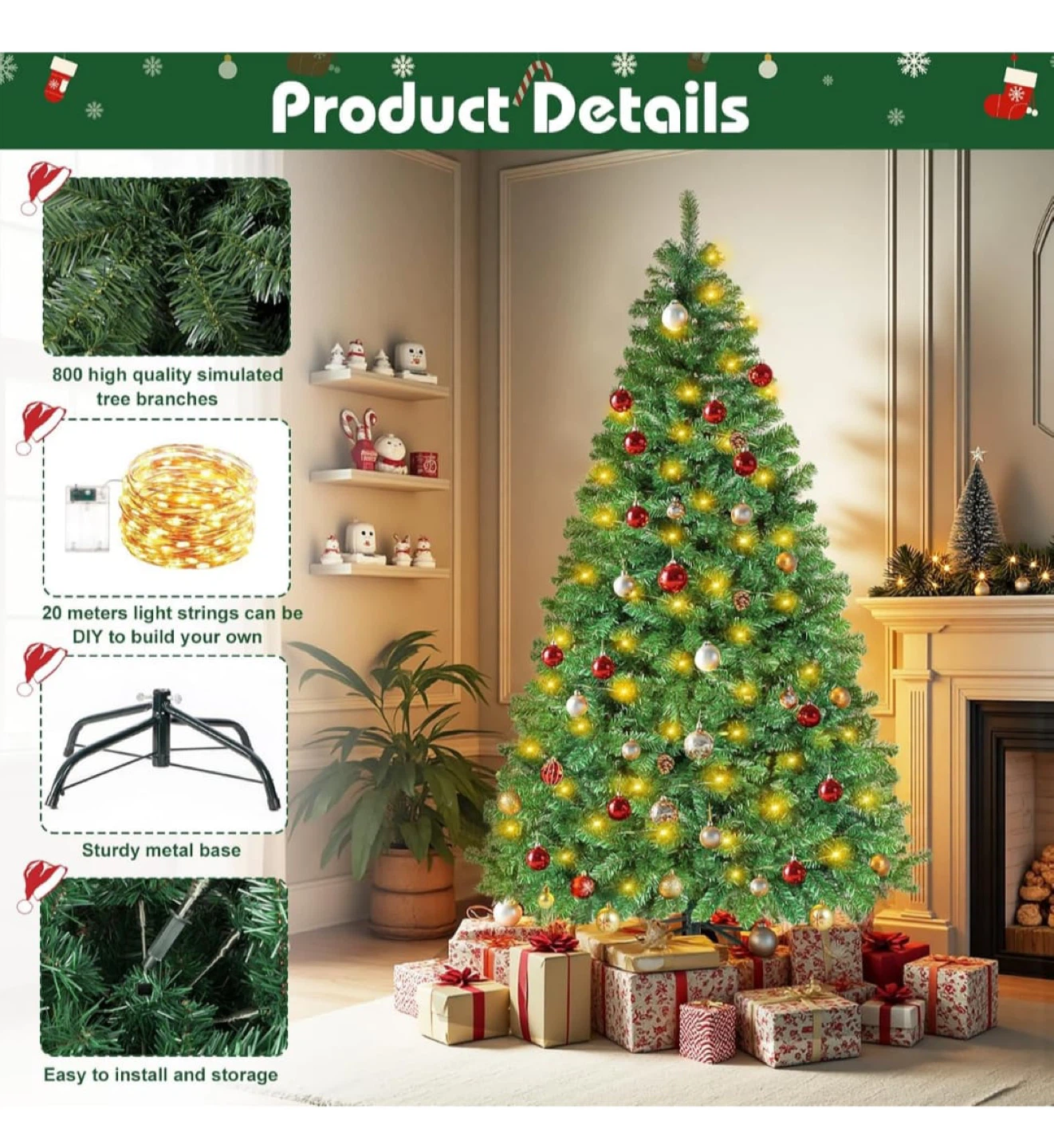 6FT Lamptop Artificial Christmas Tree with Lights - photo 4