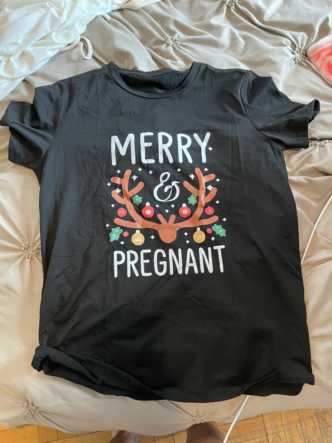 Merry & Pregnant Holiday T-Shirt thumbnail