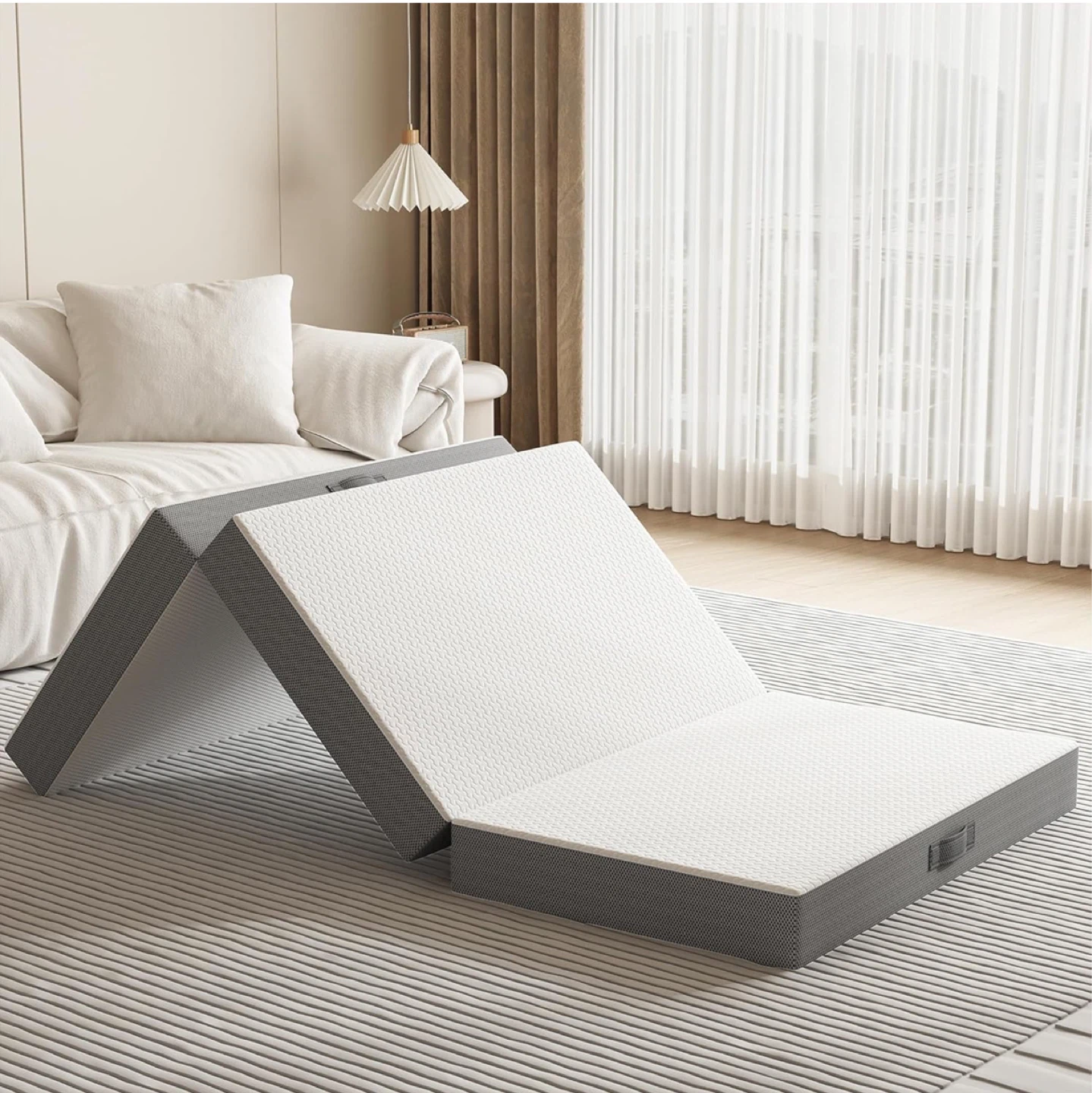 Twin sizeTri-fold 4 inch memory foam mattress (blue)