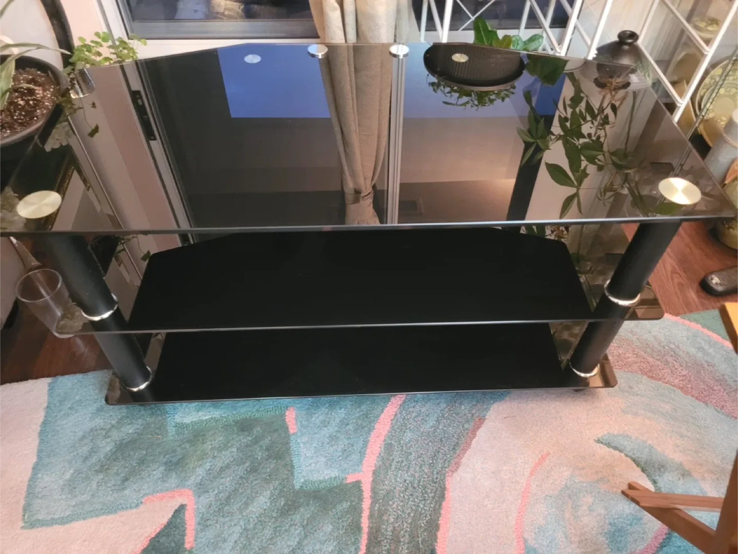 Black Glass TV Stand - 49" Wide image indicator(2)