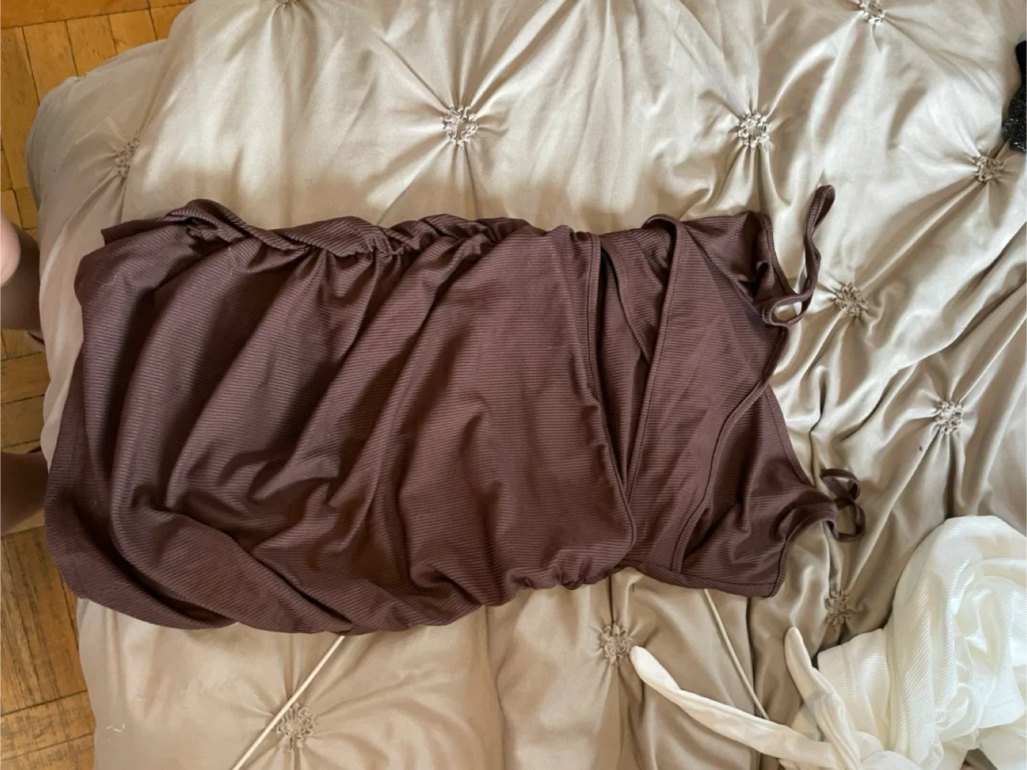 Brown Ruched Mini Dress image indicator(6)