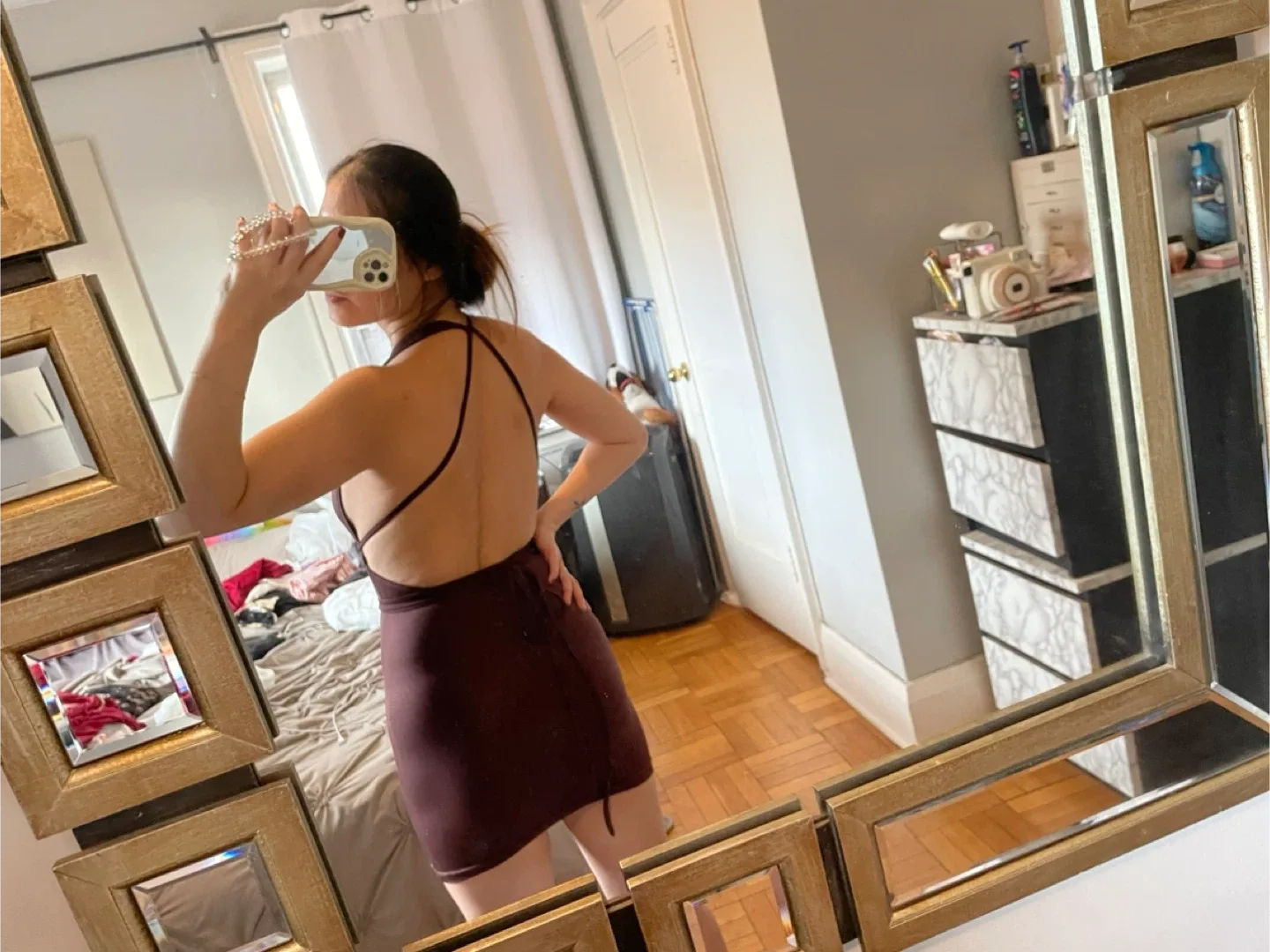 Brown Halter Mini Dress image indicator(2)