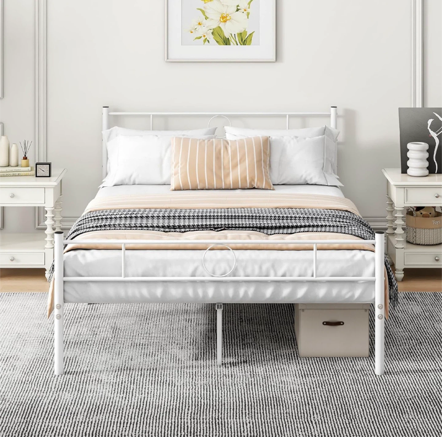 MOVE OUT SALE: White Metal Bed Frame + Mattress - Full Size