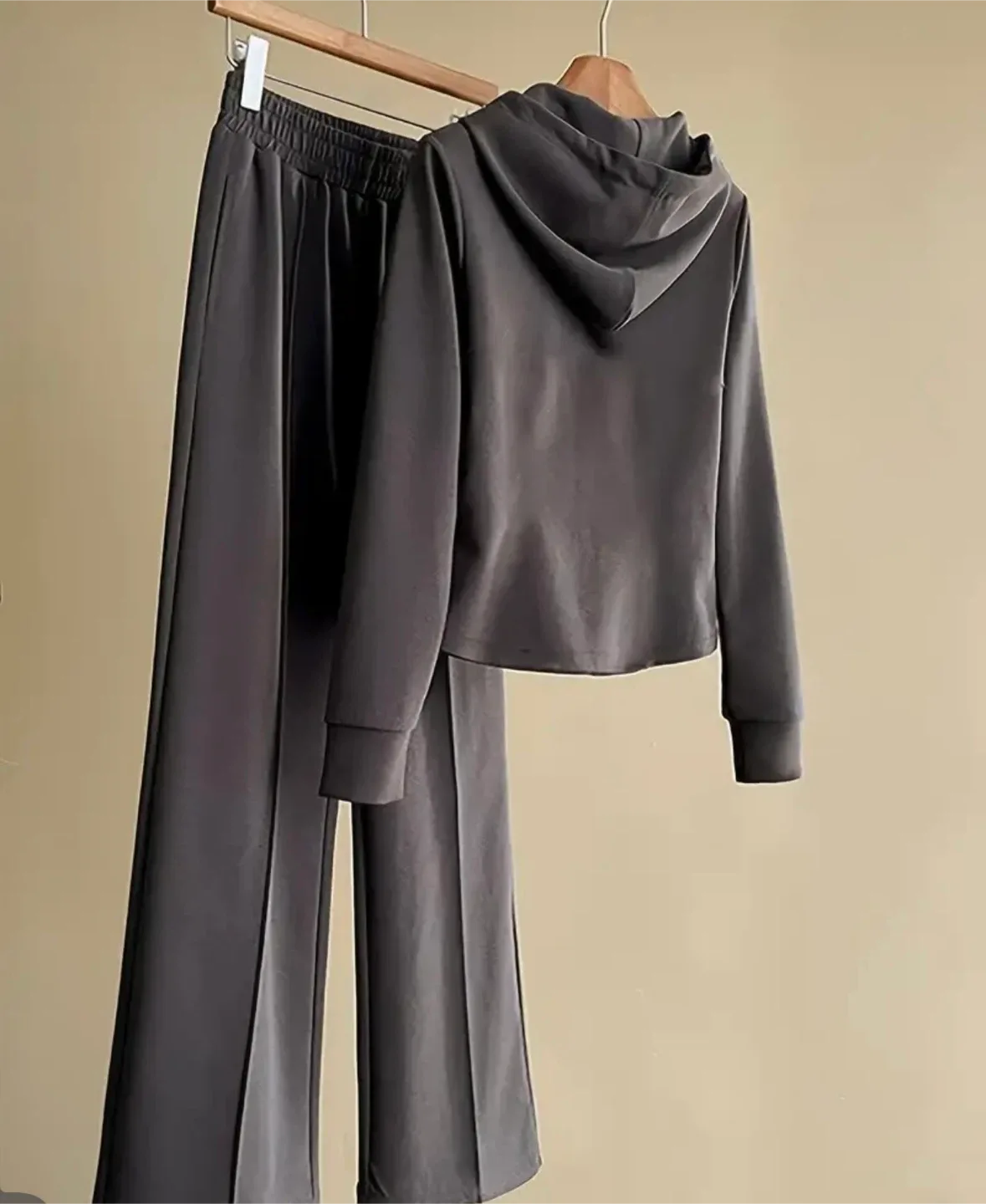 Grey Hoodie & Wide Leg Pants Set image indicator(2)