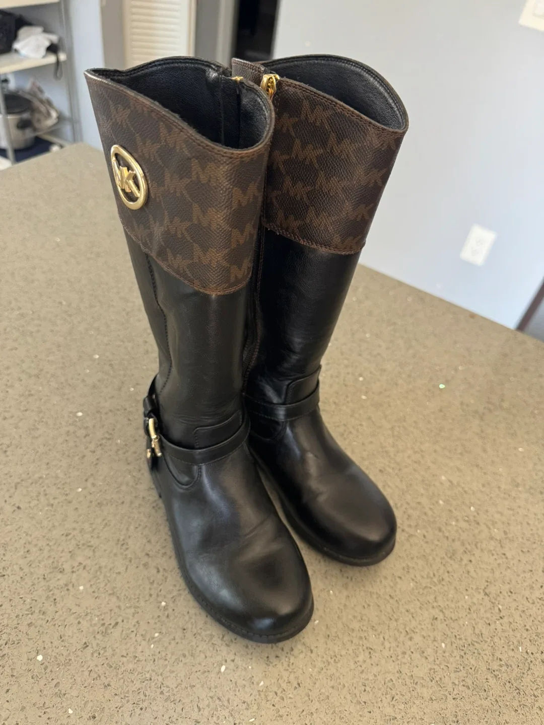 Michael Kors Black Leather Riding Boots - Size 1 image indicator(3)