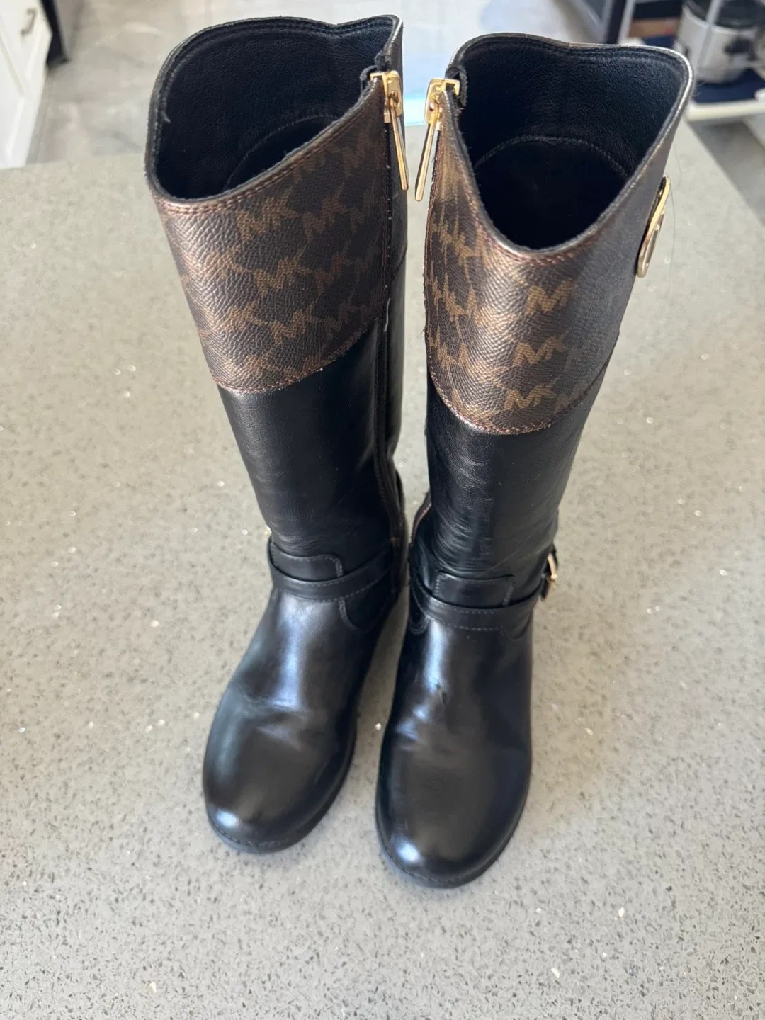 Michael Kors Black Leather Riding Boots - Size 1 image indicator(2)