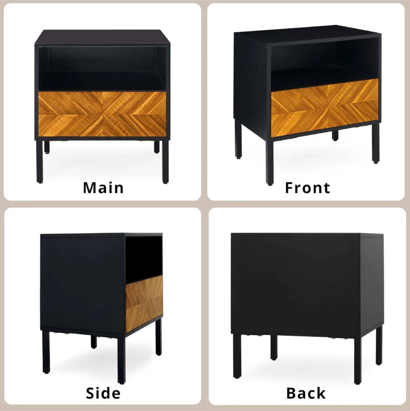 Bme Vivian Nightstand - Black/Wood Accent - photo 3