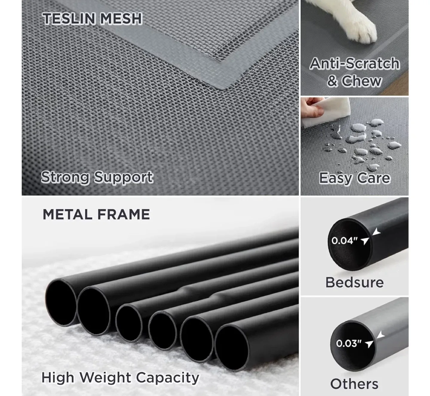 BRAND NEW XXL Elevated Pet Bed, Solid Iron Bed - Gray image indicator(5)