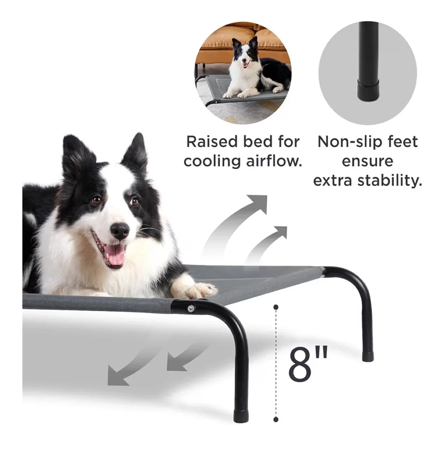 BRAND NEW XXL Elevated Pet Bed, Solid Iron Bed - Gray image indicator(3)