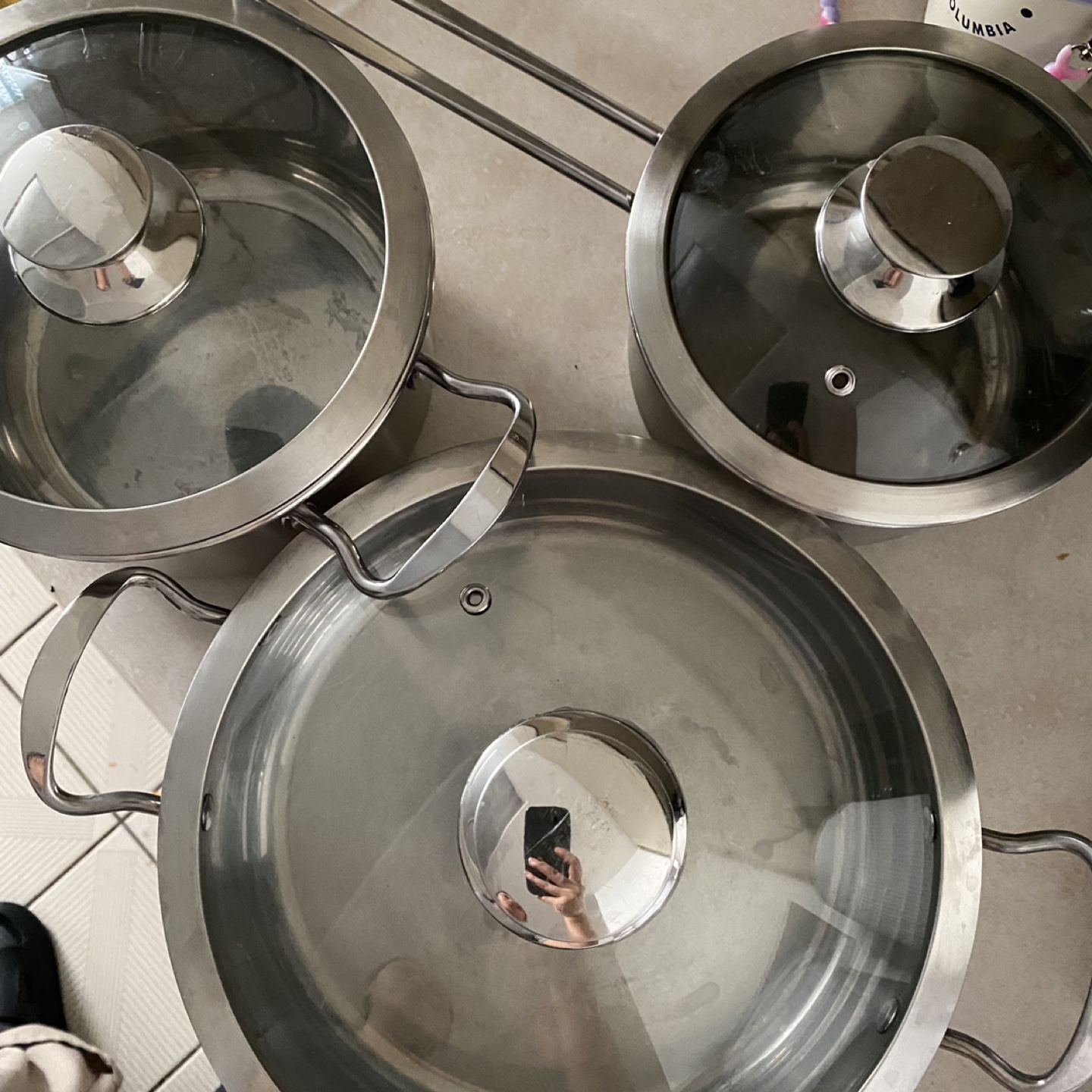 Stainless Steel Pots with Lids - Set of 3