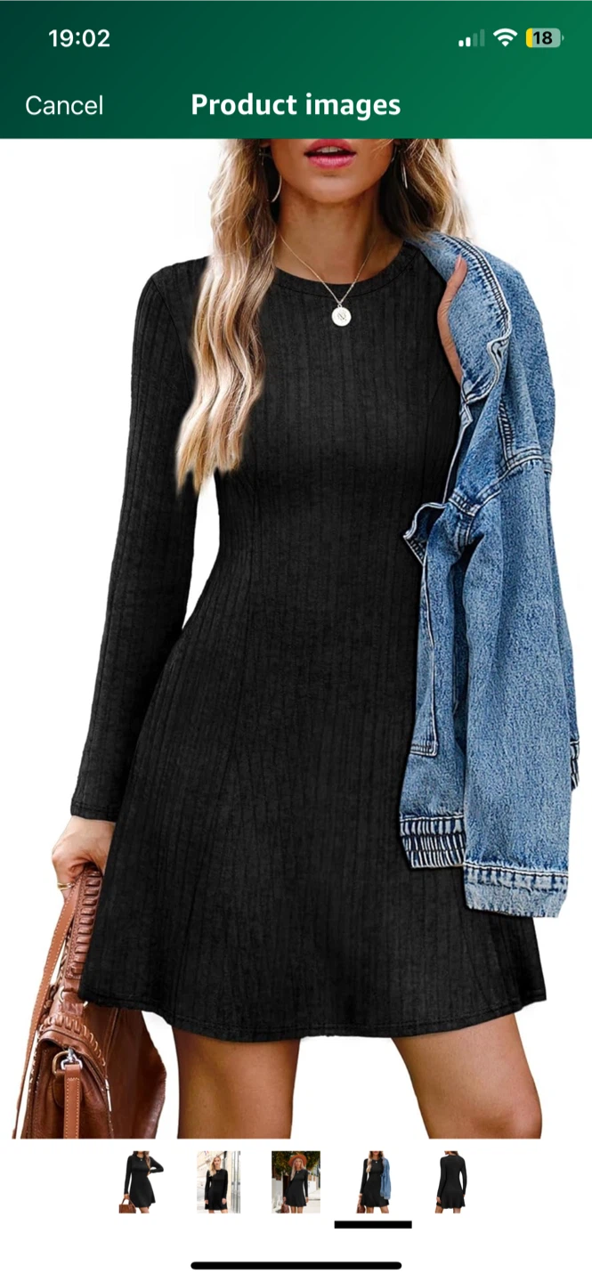 Black Long Sleeve Knit Mini Dress - photo 2