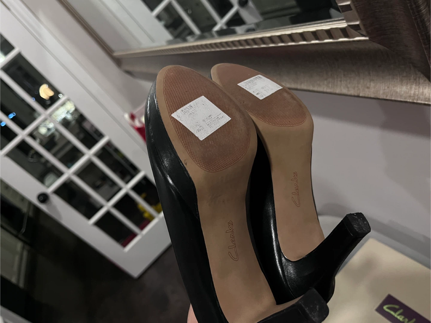 Clarks Black Leather Heels, Size 6 - photo 4