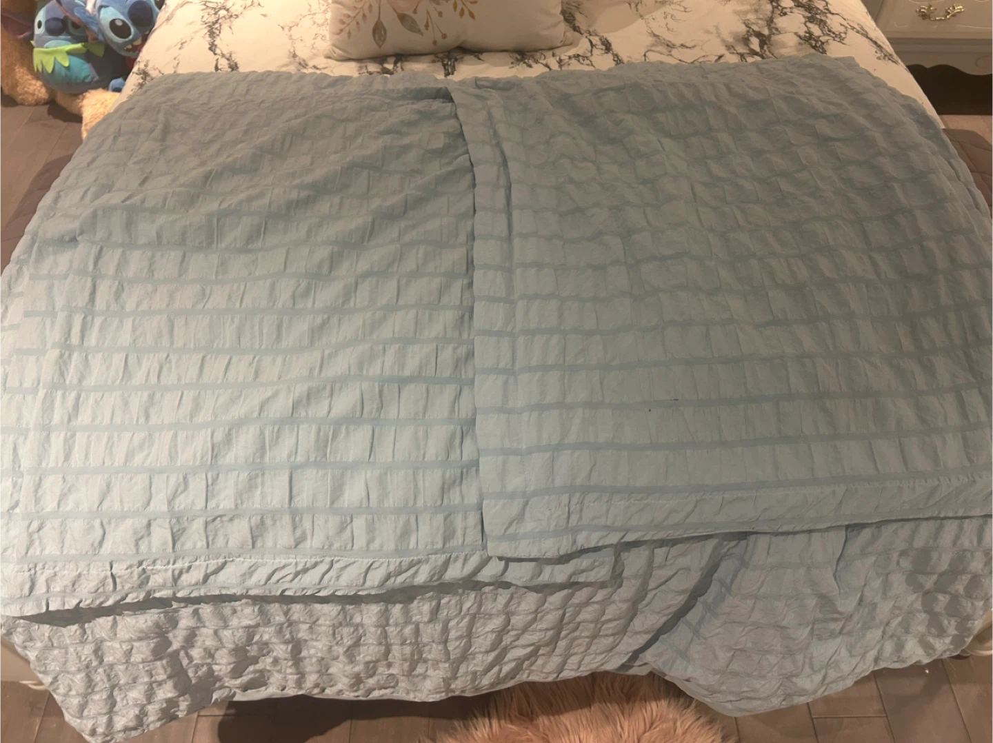 Queen Size Blue Bed Sheet Set