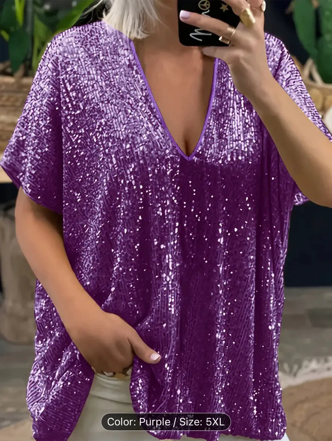 Purple Sequin Top - Size 2XL /3Xl/5XL