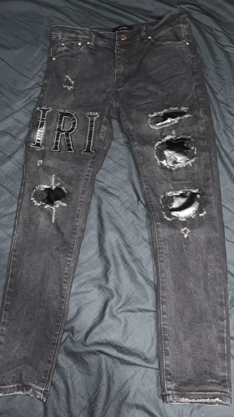 AMIRI Distressed Black Jeans