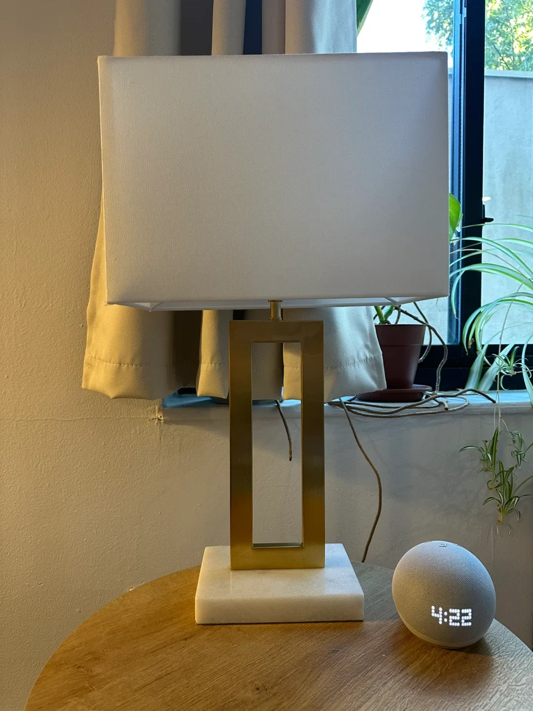 Gold Table Lamp with White Shade image indicator(2)