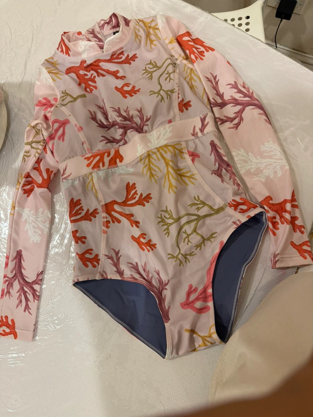 Coral Print Long Sleeve Swimsuit