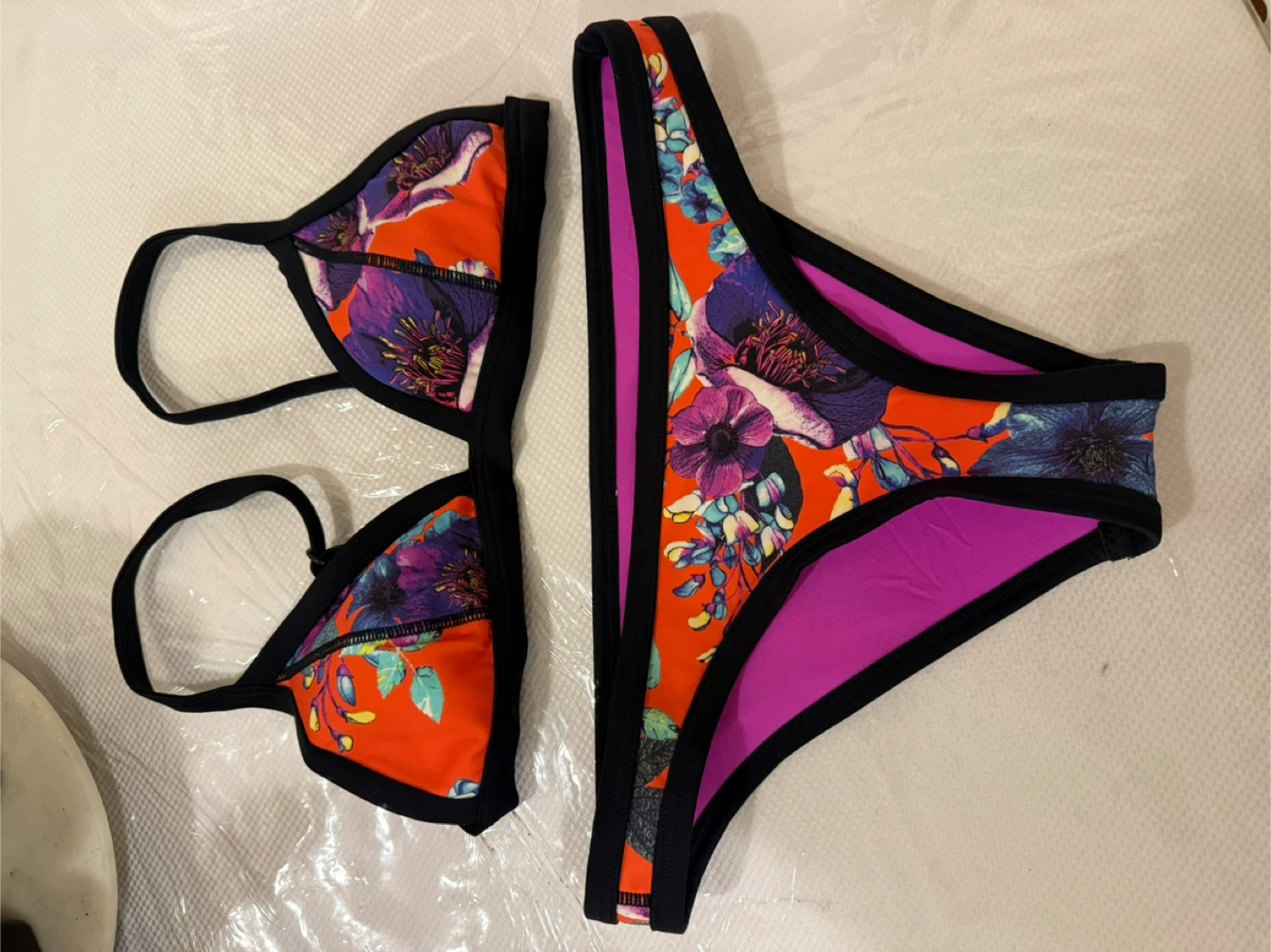 Floral Bikini Set - Orange/Purple