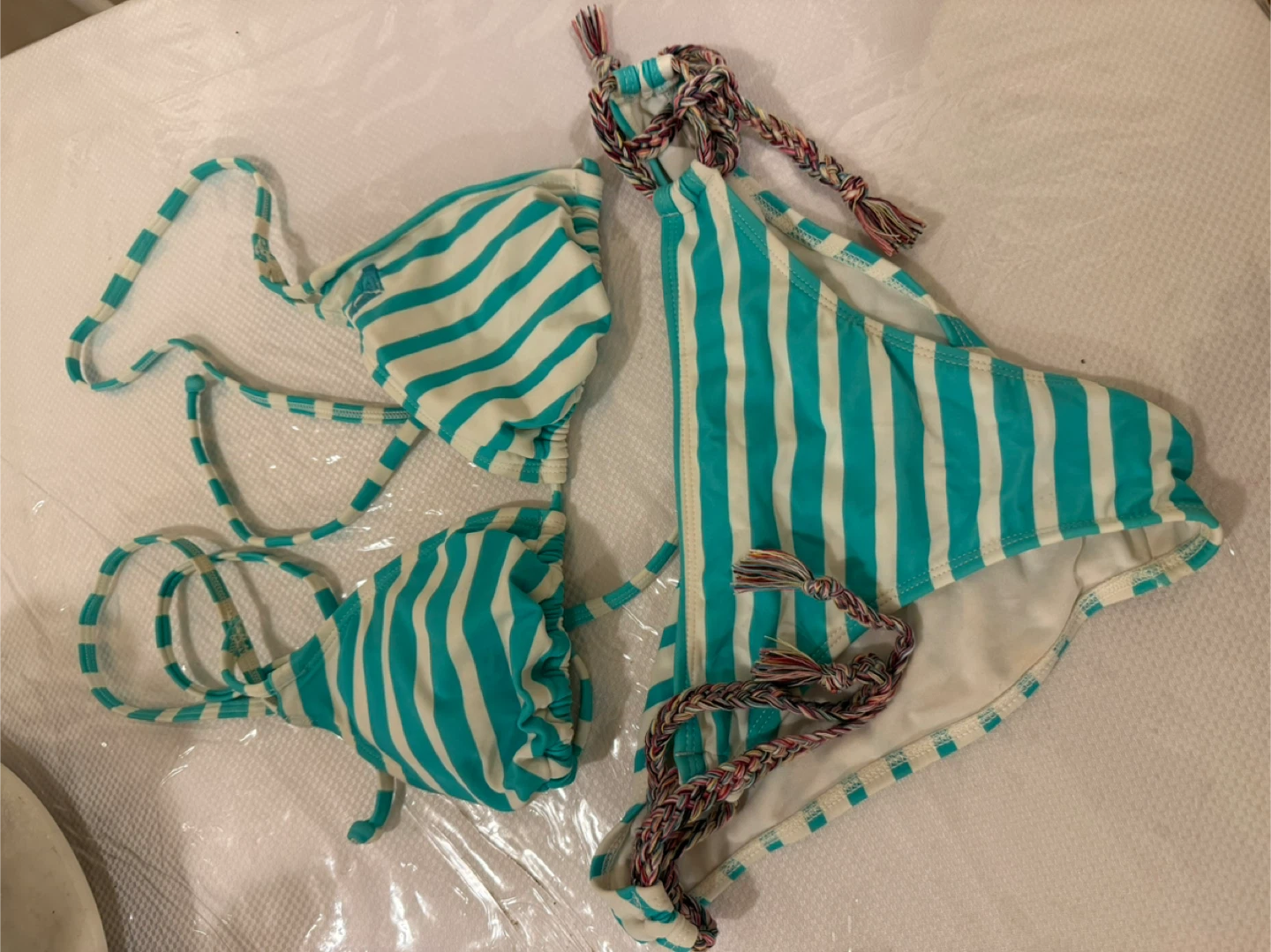 Striped Bikini Set - Blue & White