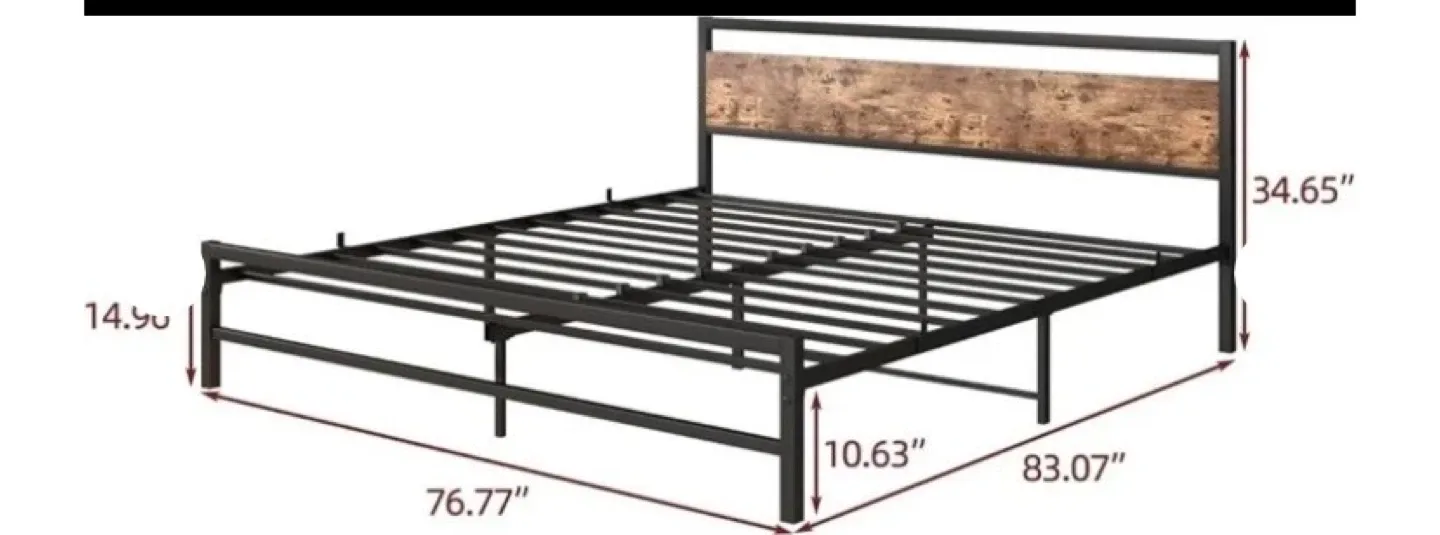 Queen Bed Frame with Headboard, Metal Platform Bed image indicator(2)