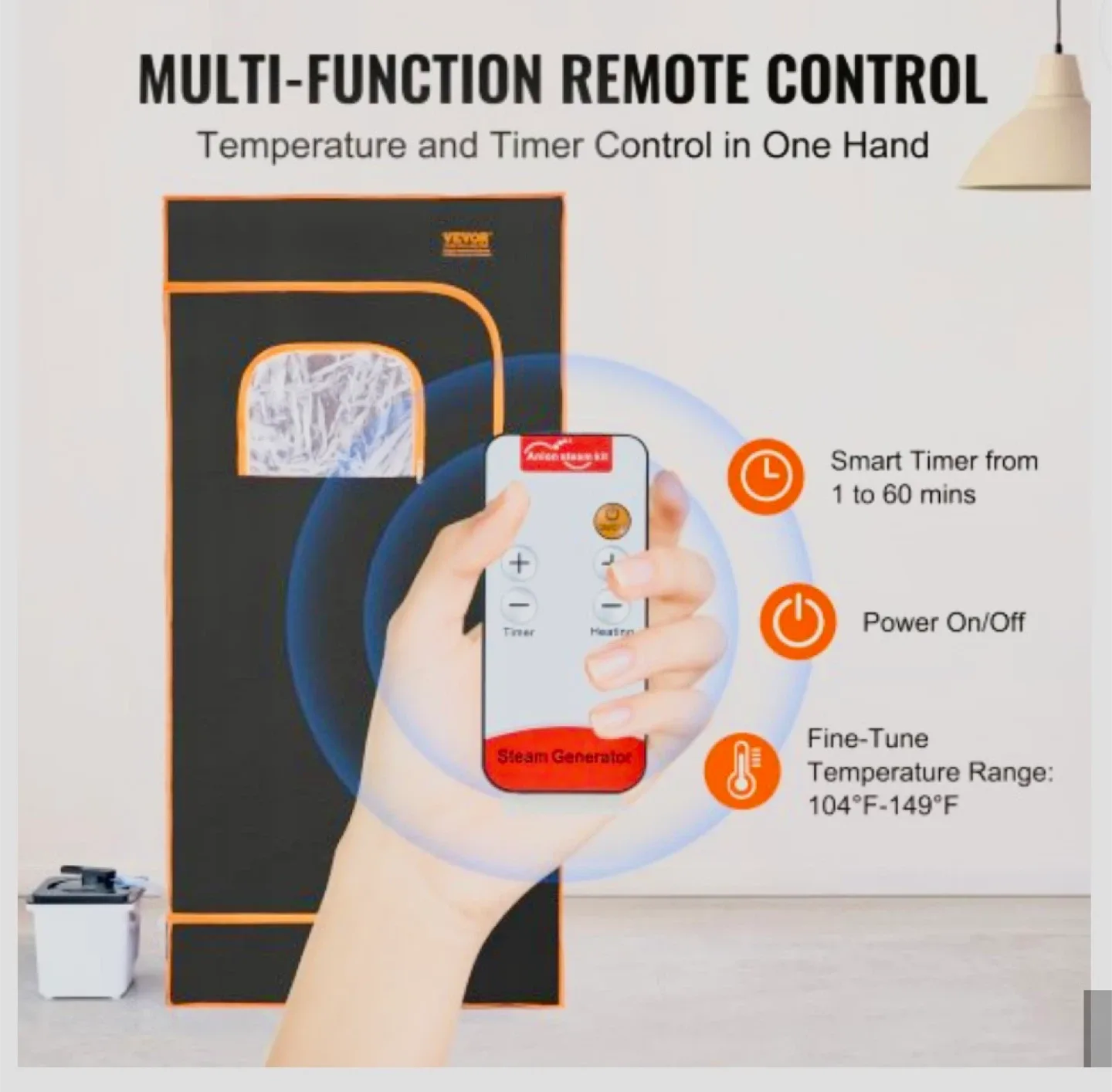 VEVOR Portable Steam Sauna Tent - Black image indicator(3)