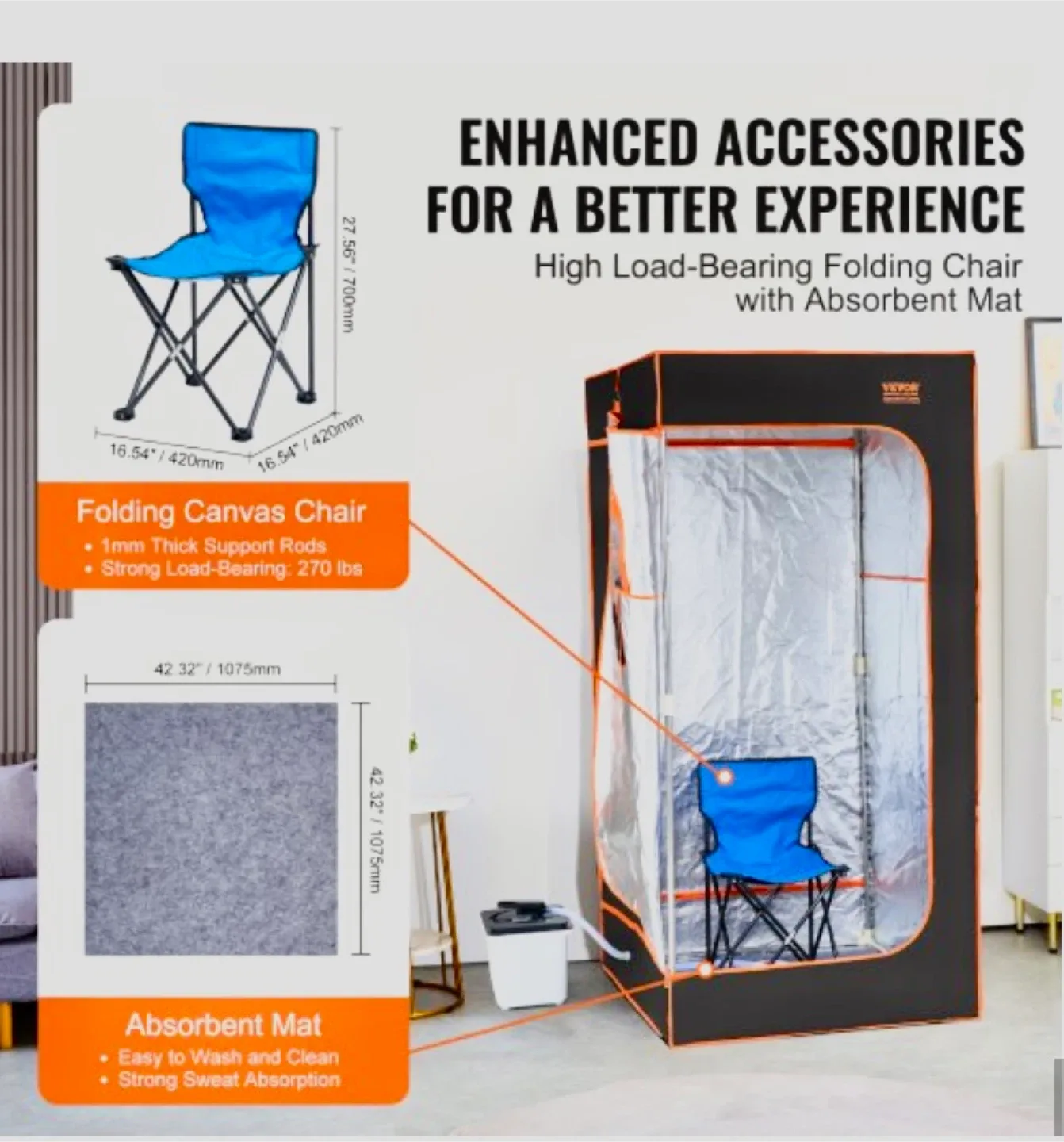 VEVOR Portable Steam Sauna Tent - Black image indicator(4)