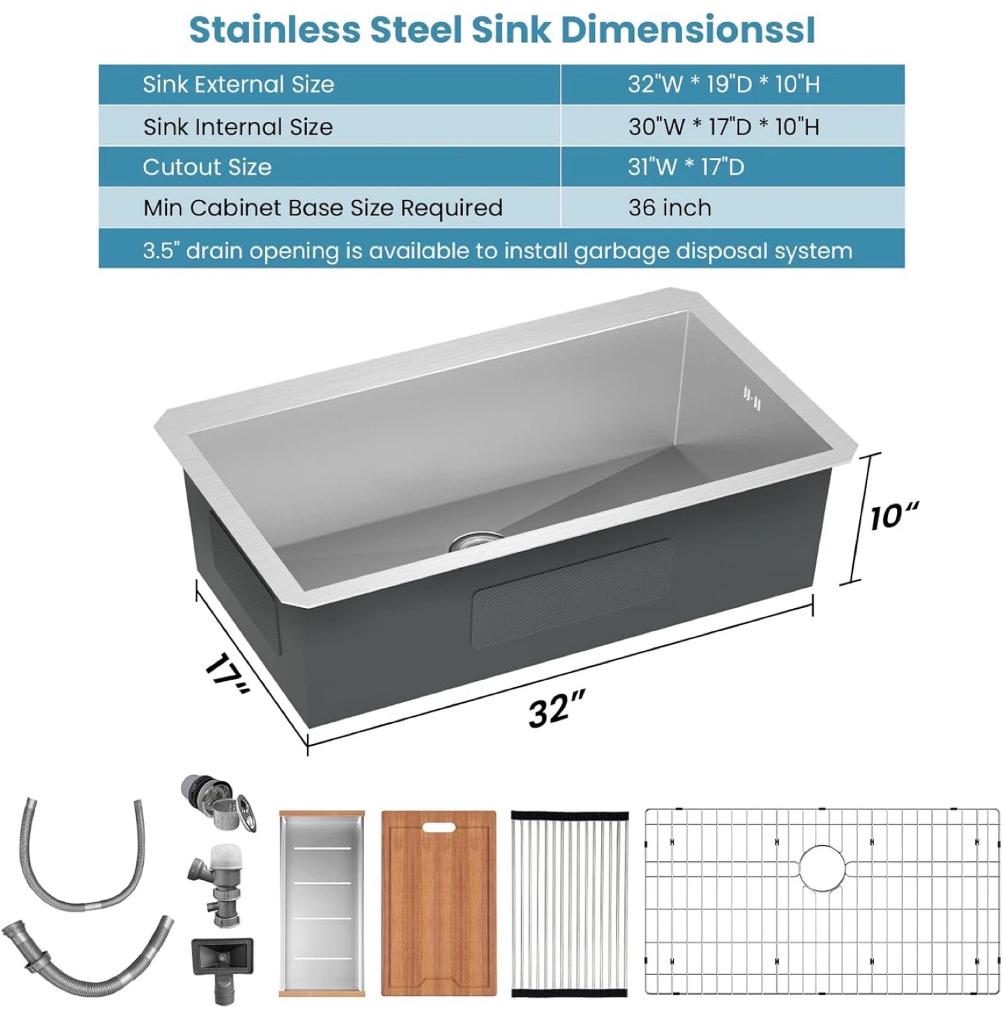 Undermount Kitchen Sink, Stainless Steel 16 Gauge Single Bowl - photo 4