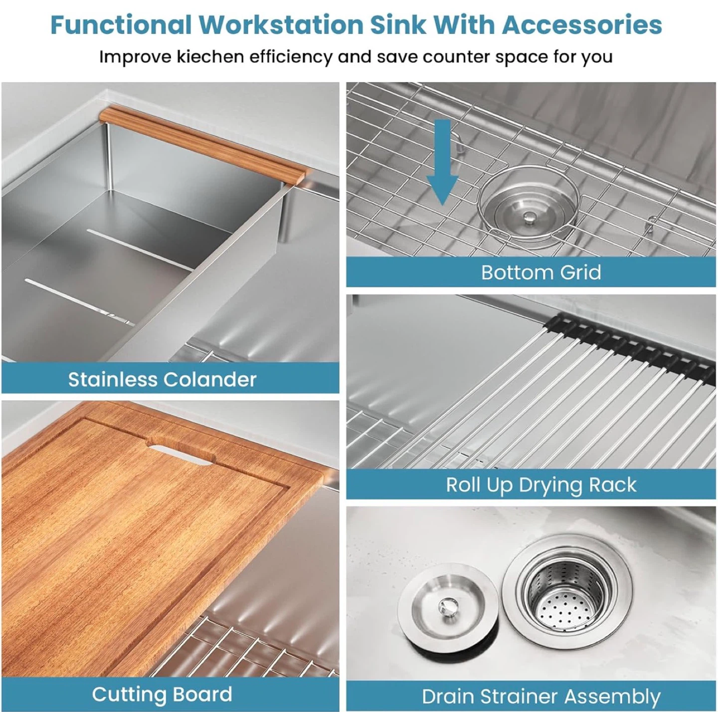 Undermount Kitchen Sink, Stainless Steel 16 Gauge Single Bowl - photo 5