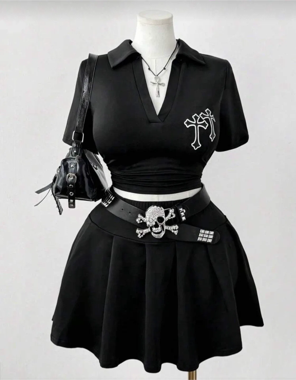 Black Gothic Style Skirt Set