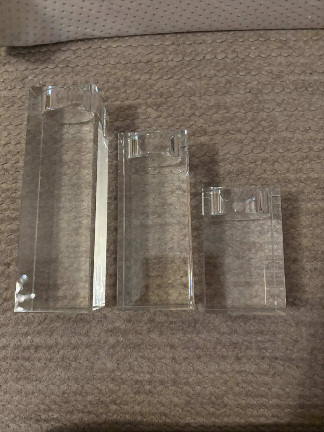 Set of 3 Clear Glass Candle Holders - photo 2