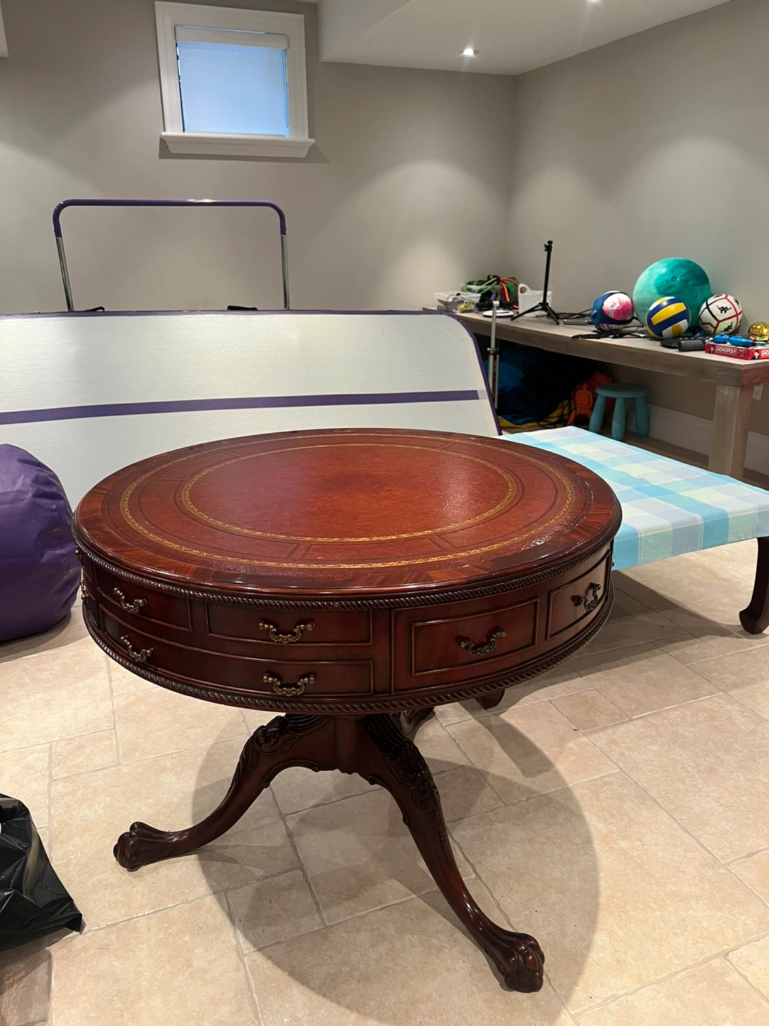 Vintage Round Wood Side Table - photo 3