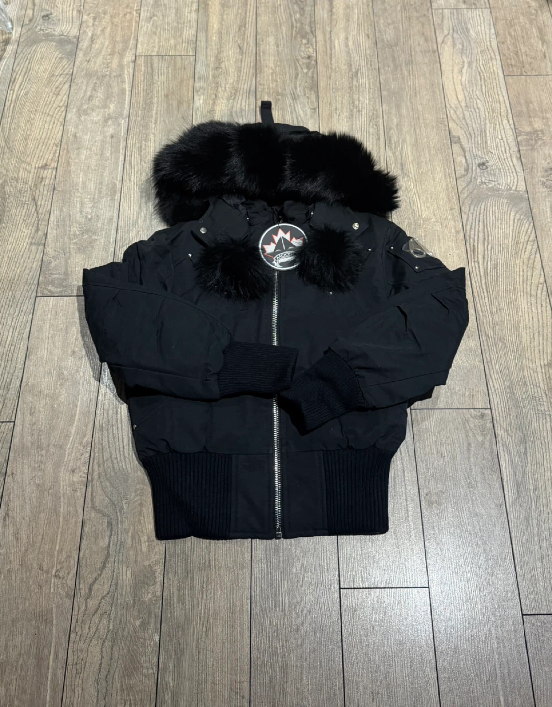 Moose Knuckles Black Bomber Jacket