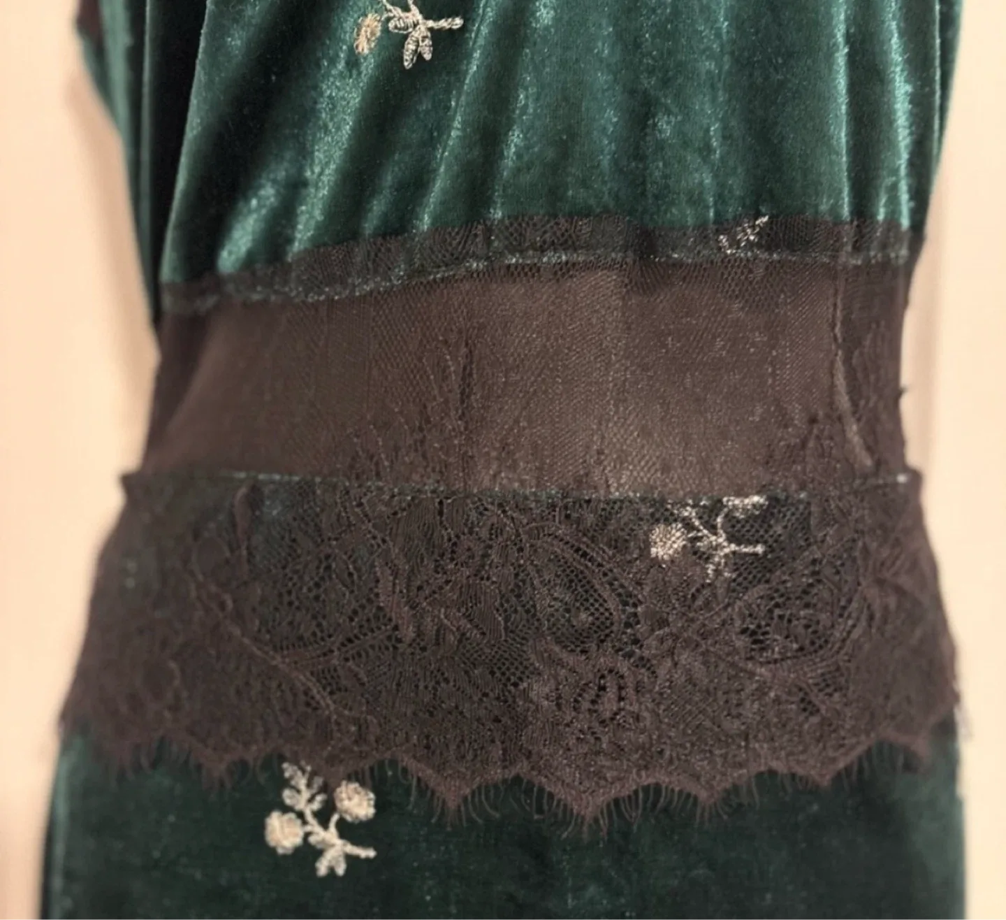 Zara Velvet Embroidery & Lace Midi Dress image indicator(3)