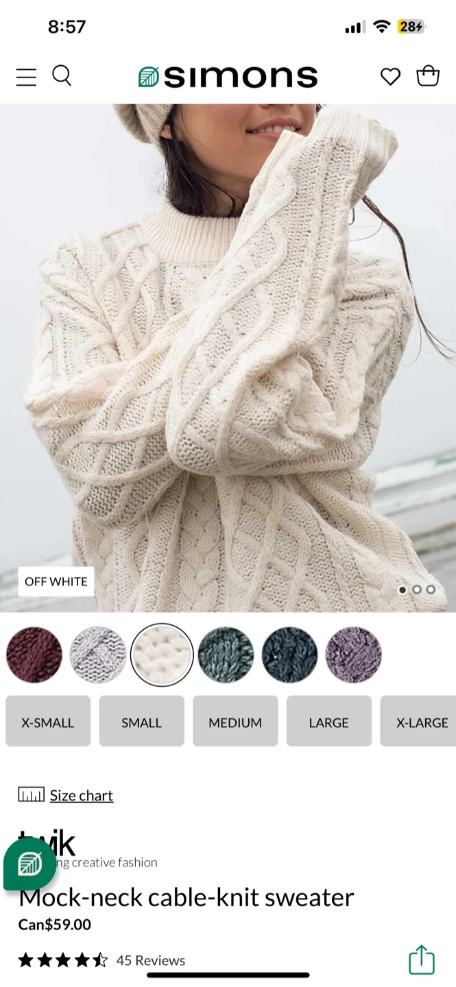 Twik Mock-neck Cable-Knit Sweater - Size L image indicator(5)