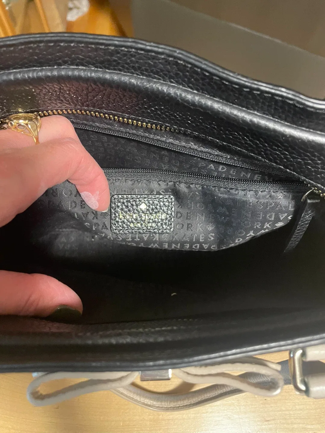 Kate Spade Black Leather Satchel image indicator(4)