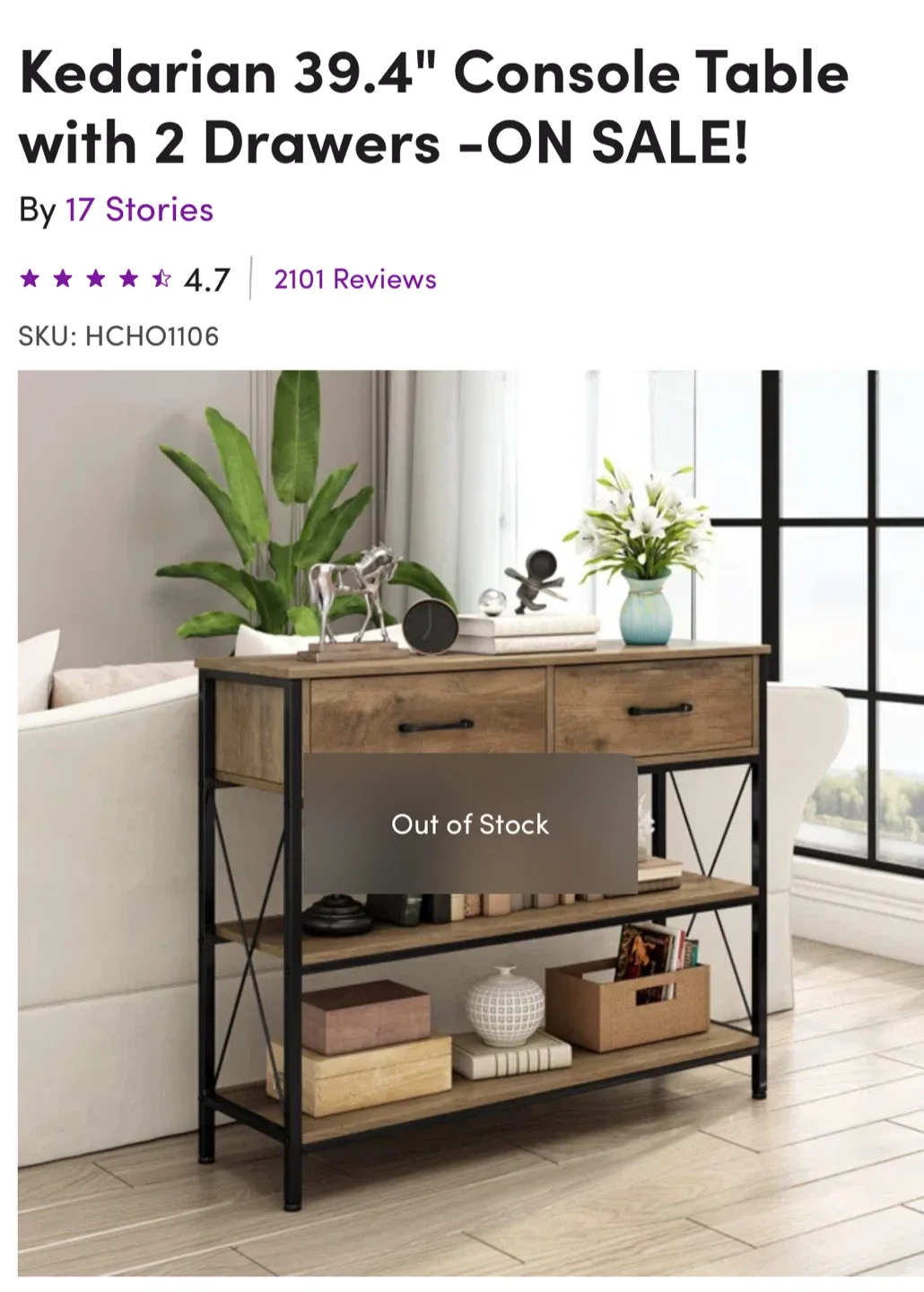 Kedarian Console Table with 2 Drawers image indicator(2)