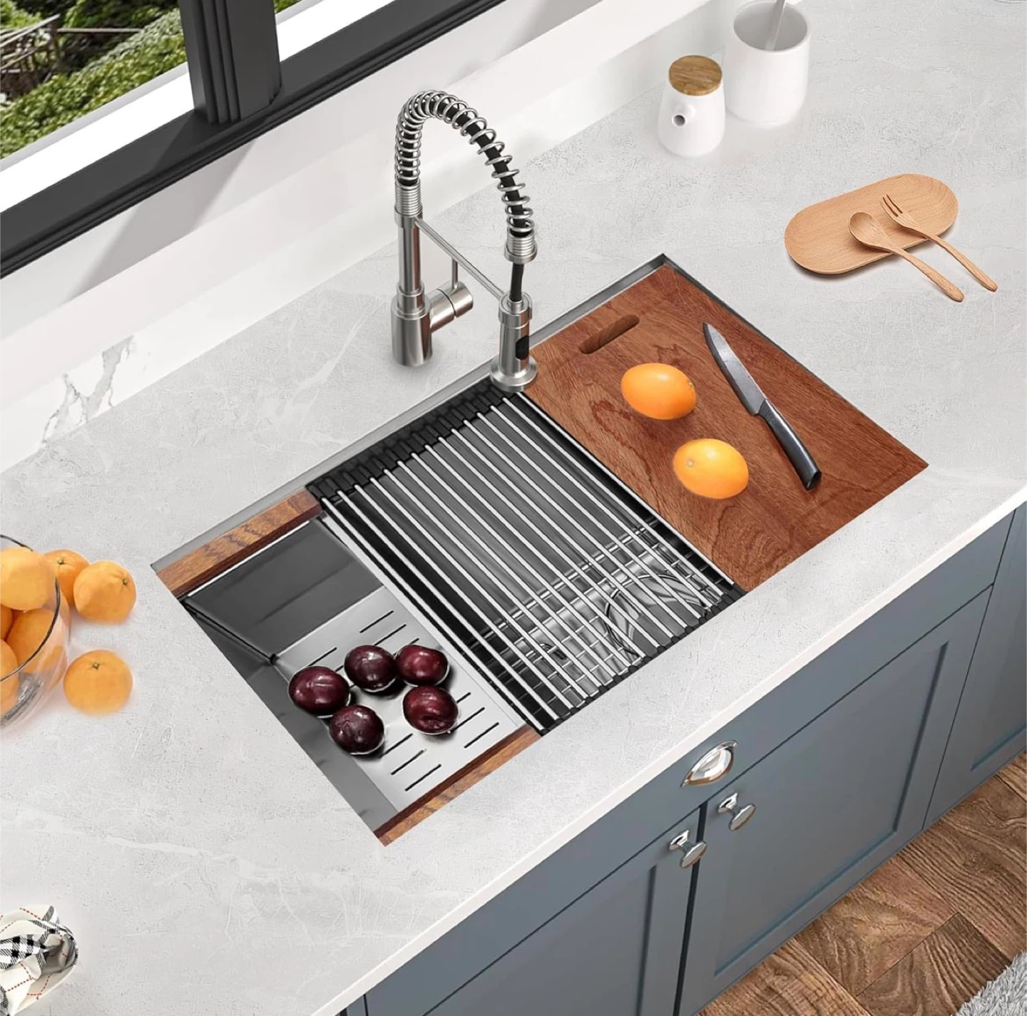 33 x 19 x 10” Undermount Kitchen Sink, 304 Stainless Steel Handm