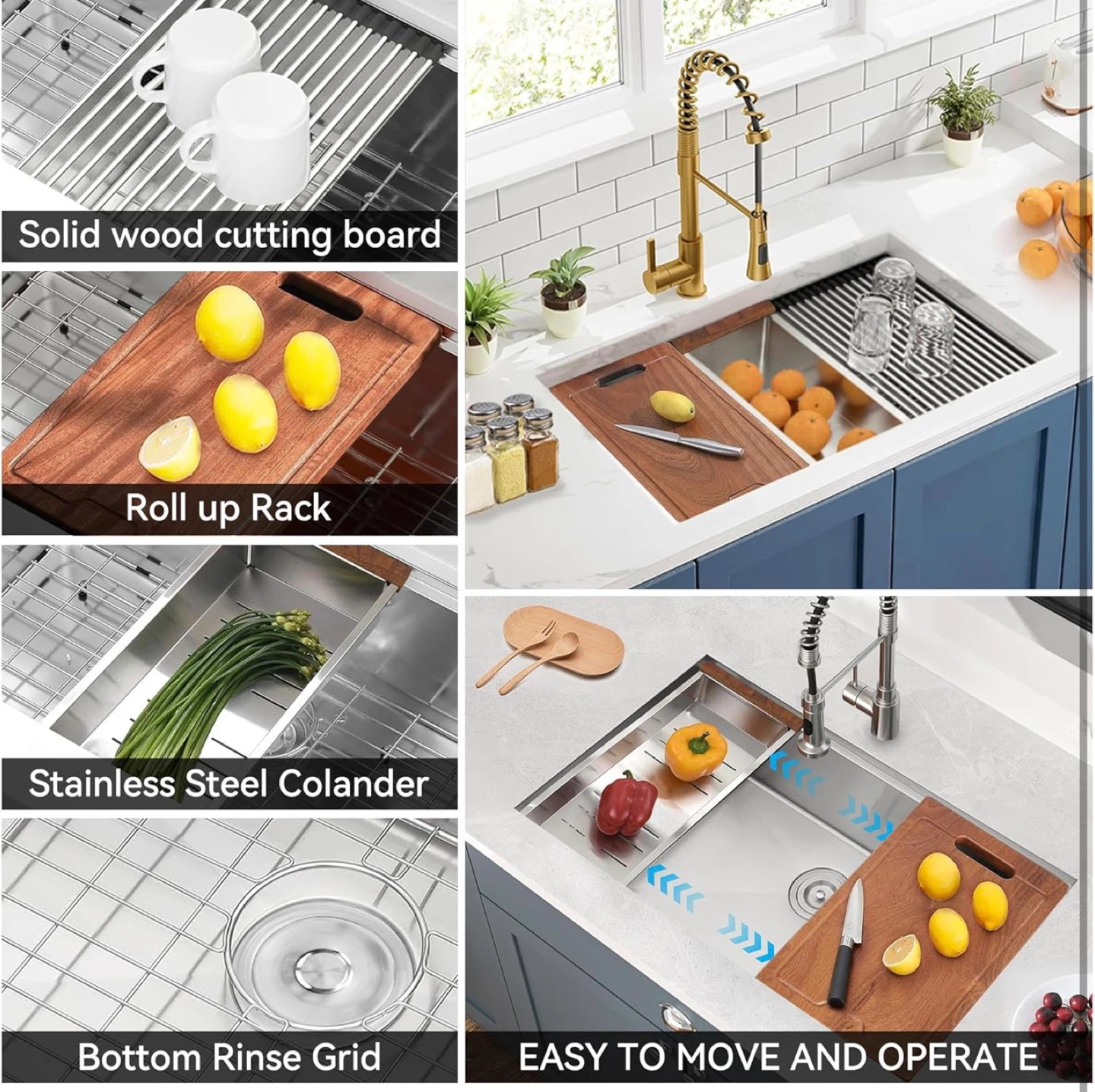 33 x 19 x 10” Undermount Kitchen Sink, 304 Stainless Steel Handm - photo 4