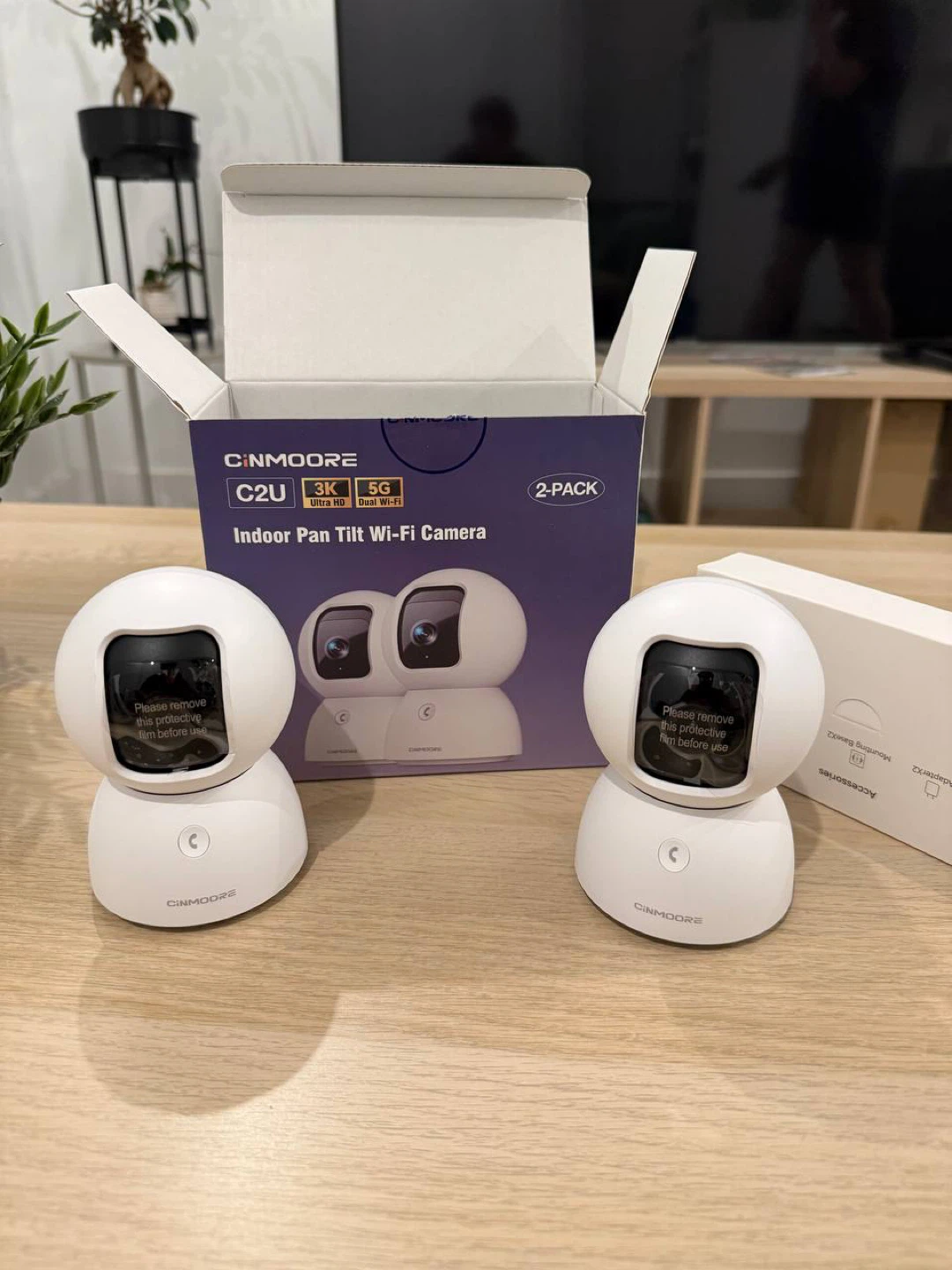 New Cinmoore C2U Indoor Pan Tilt Wi-Fi Camera (2-Pack) - photo 2
