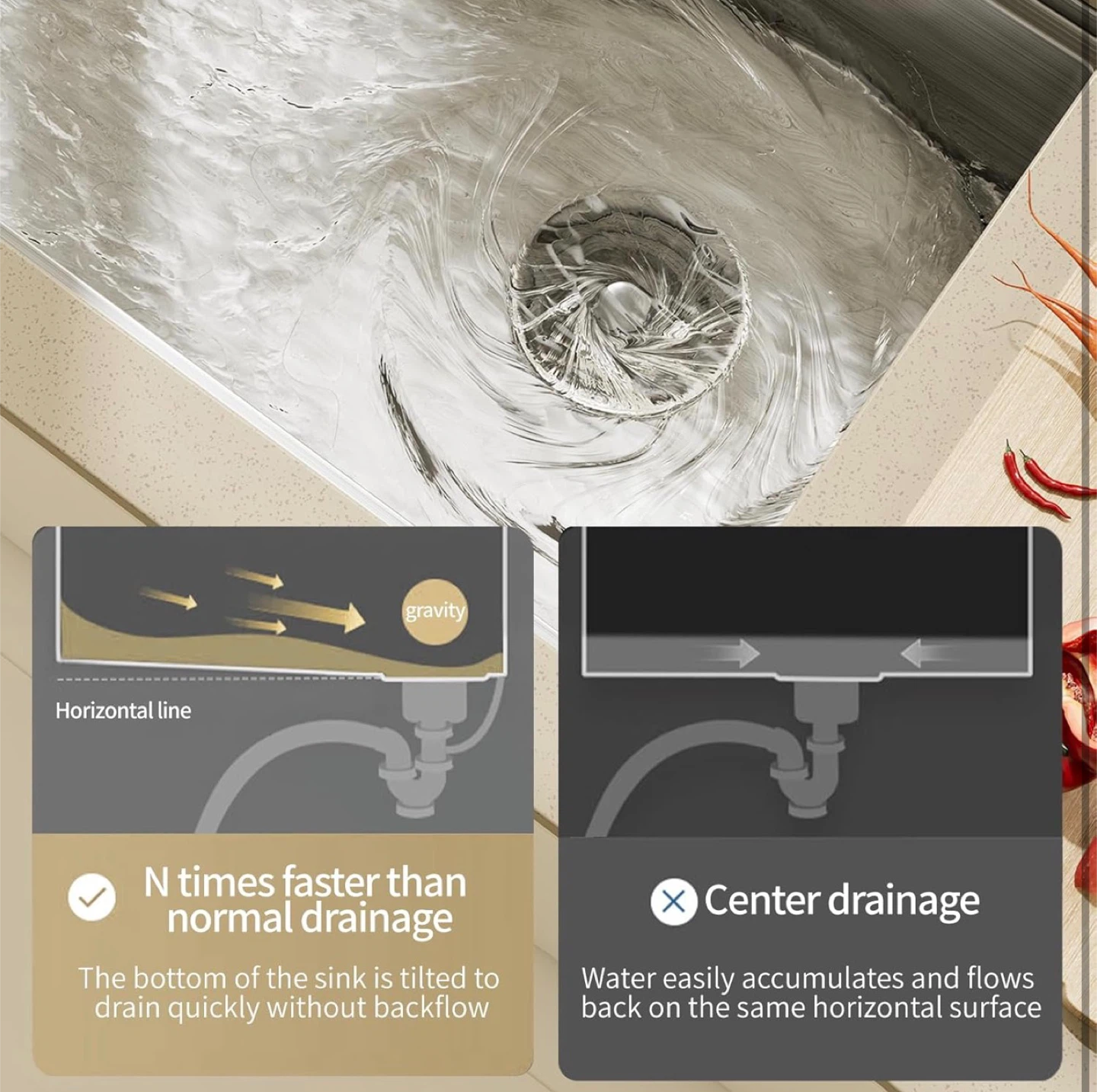 Undermount Kitchen Sink, 32”x17” Matte Black, Granite composite - photo 4
