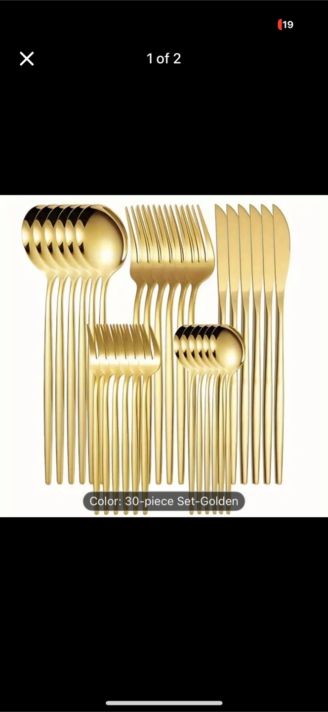 30-Piece Golden Cutlery Set - New
