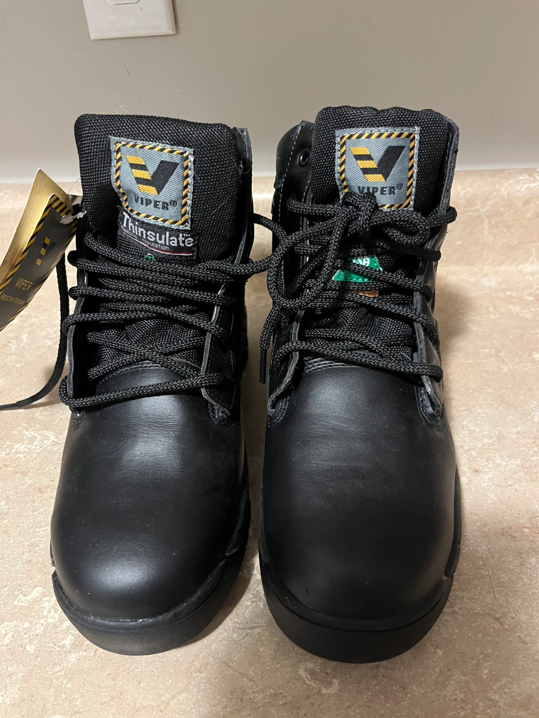 Viper Thinsulate Black Work Boots - Size 6.5