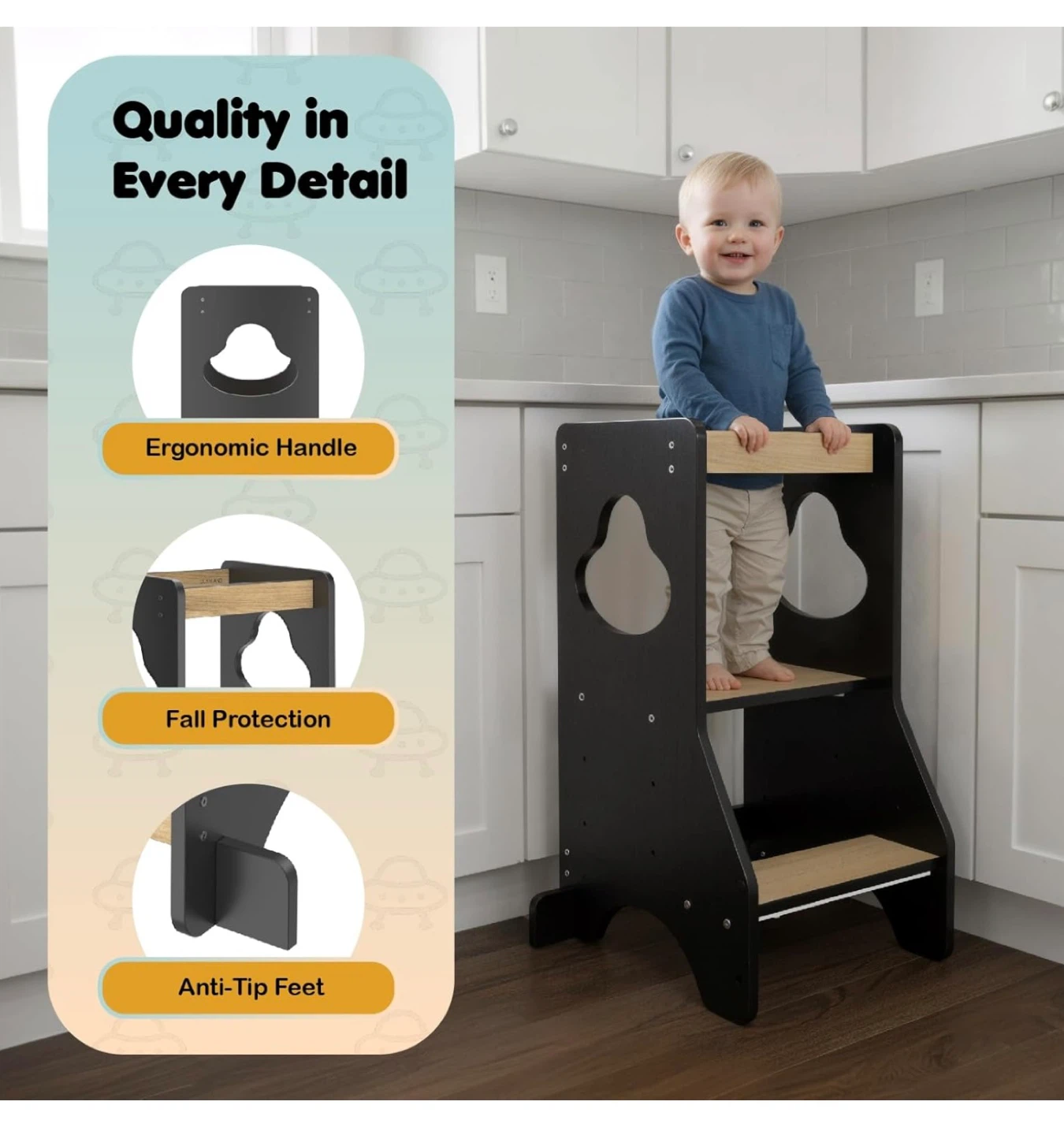 COSYLAND Toddler Standing Tower - Black & Natural - photo 5