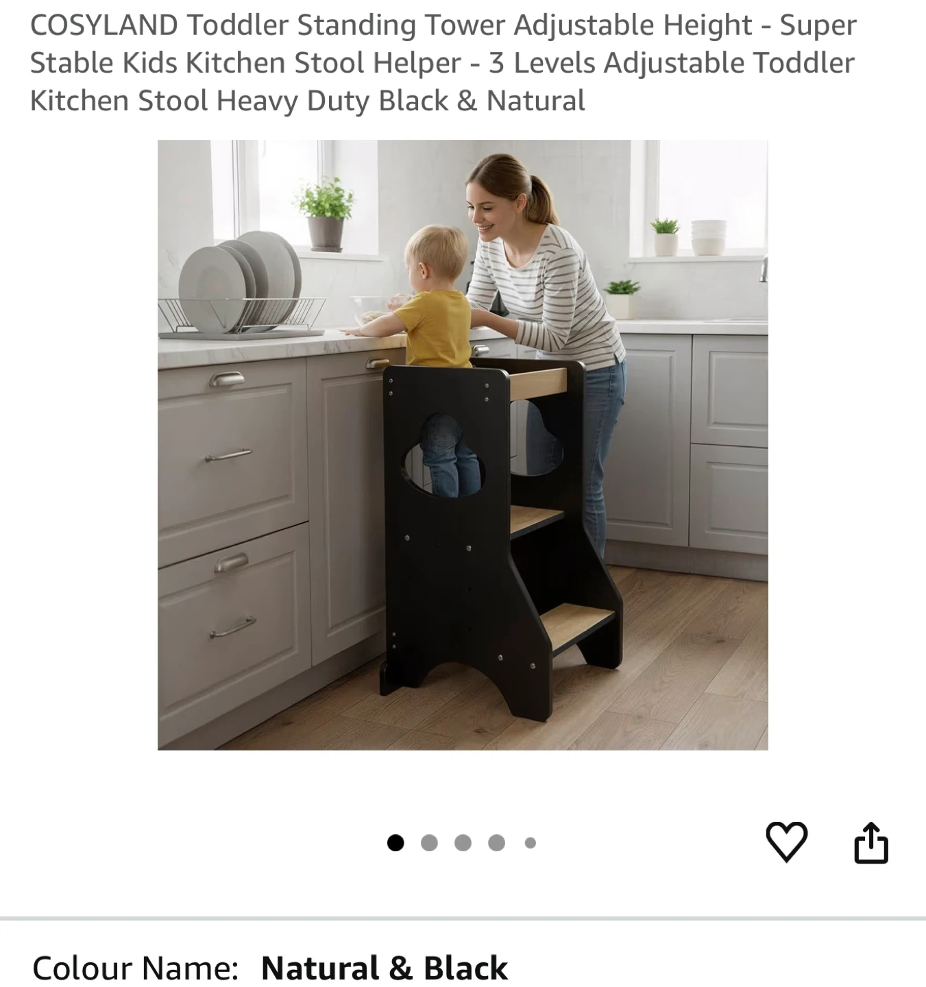 COSYLAND Toddler Standing Tower - Black & Natural