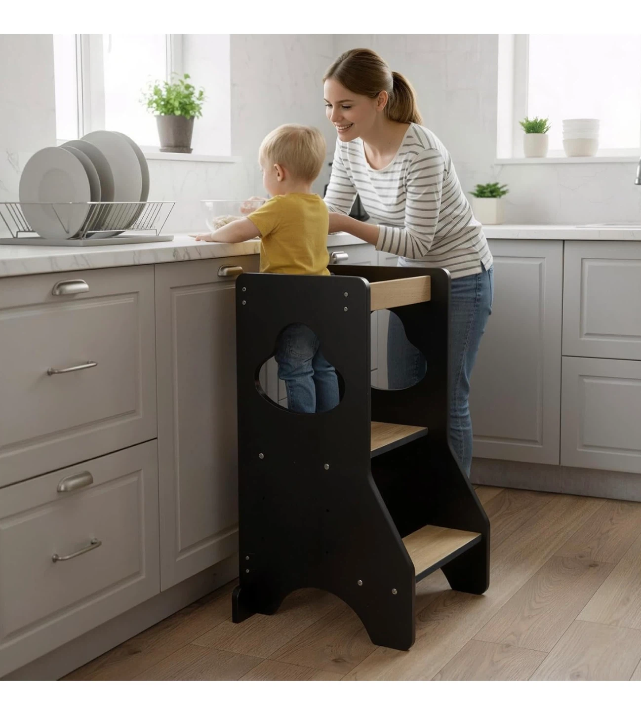 COSYLAND Toddler Standing Tower - Black & Natural - photo 2