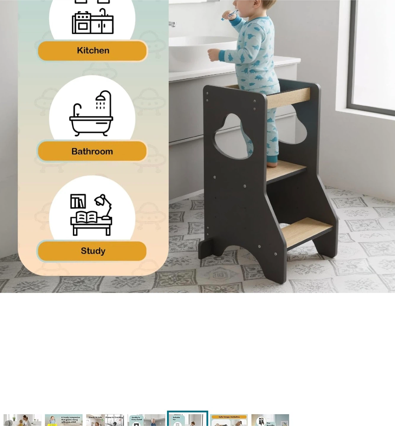 COSYLAND Toddler Standing Tower - Black & Natural - photo 4