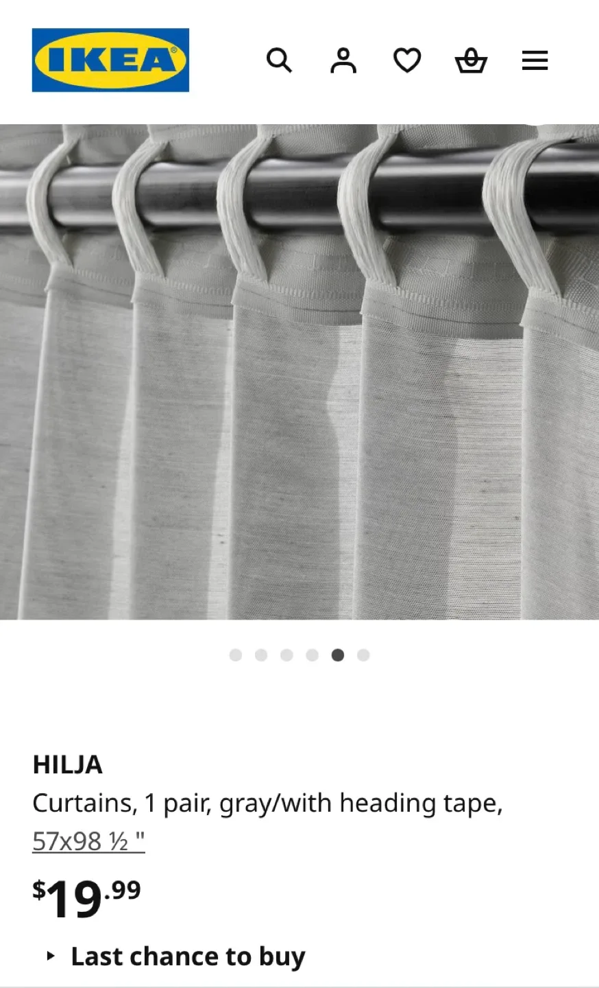 IKEA Hilja Gray Curtains (57x98") image indicator(3)