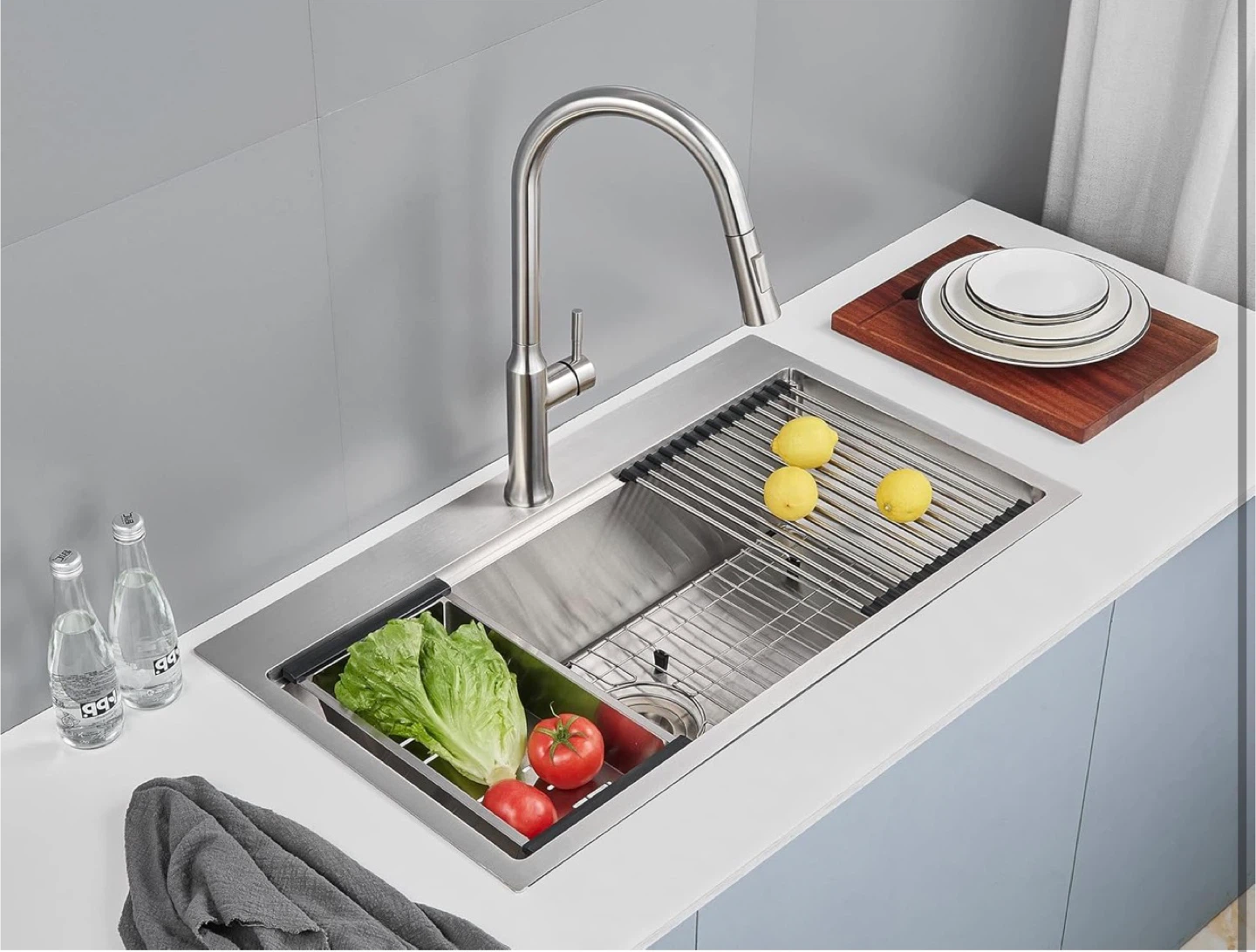 Drop in Kitchen Sink, 18 Gauge Stainless Steel 32x18x9” NEW