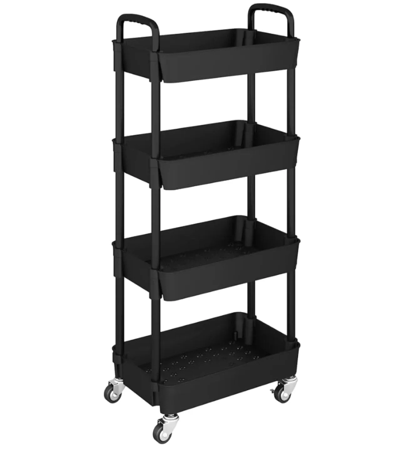 Black 4-Tier Rolling Utility Cart thumbnail