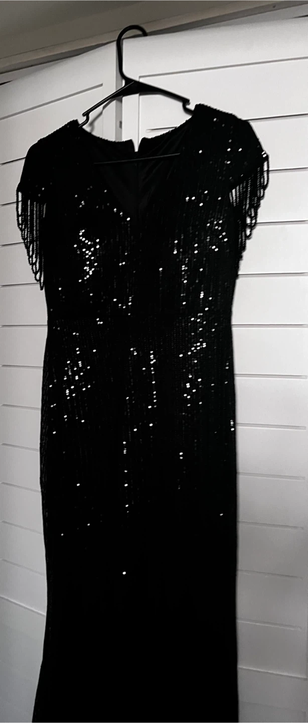 Black Sequin Embellished Evening Gown - photo 2